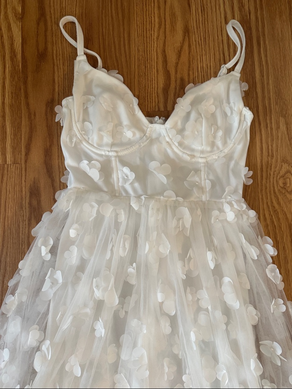 Lulus Whimsical Wishes White 3D Floral Bustier Midi Dress - Picture 5 of 8